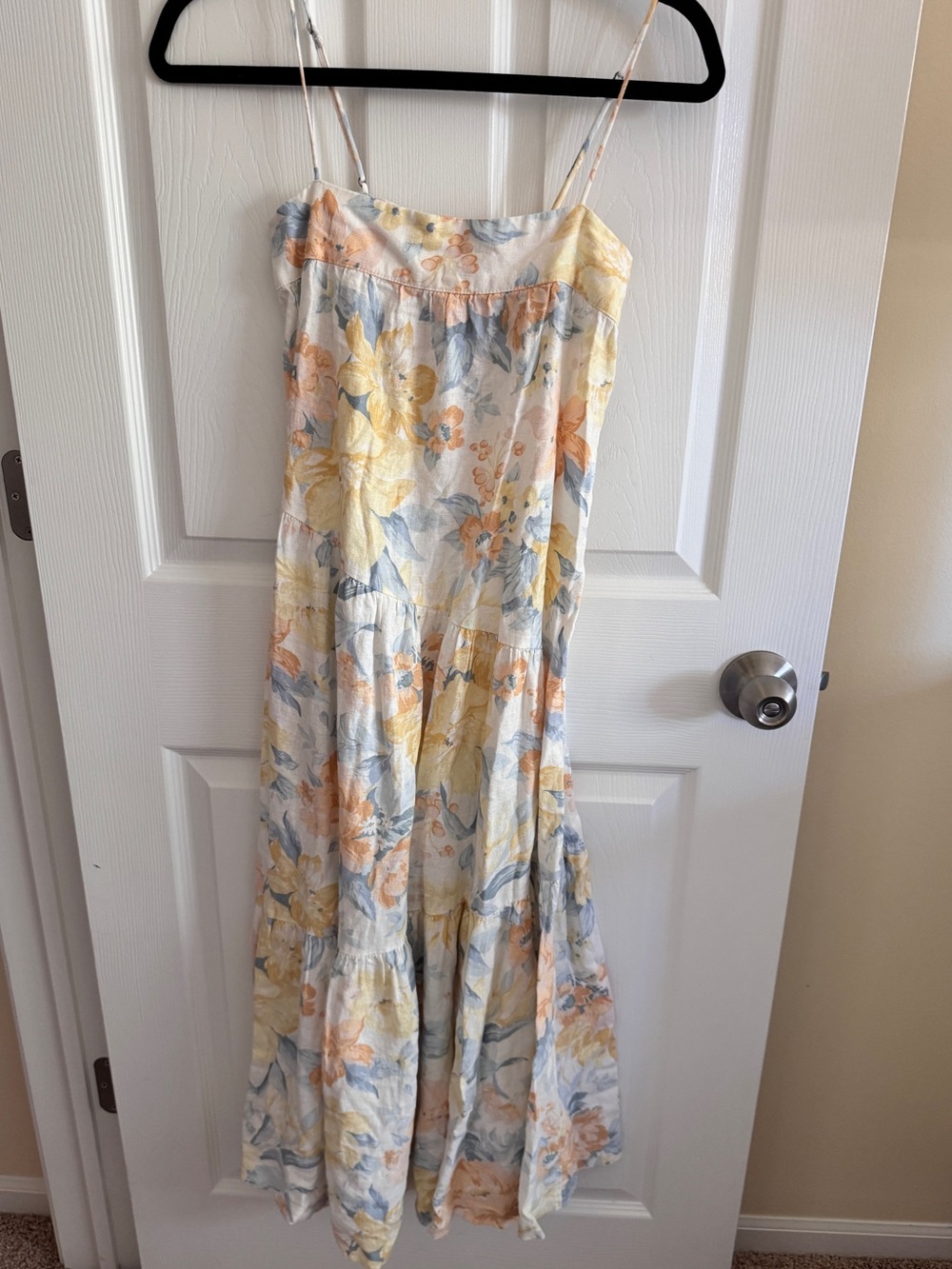 Abercrombie & Fitch Cream Linen Dress with Yellow and Blue Floral Accents - Picture 2 of 5